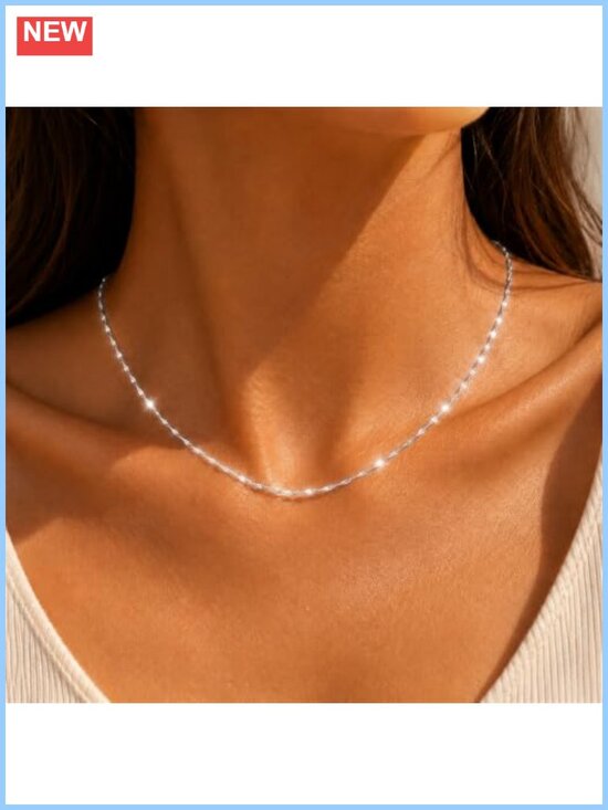 Jewelry - 925 Sterling Silver Twist Chain Necklace for Women Dainty Thin Shiny Wave Choker
